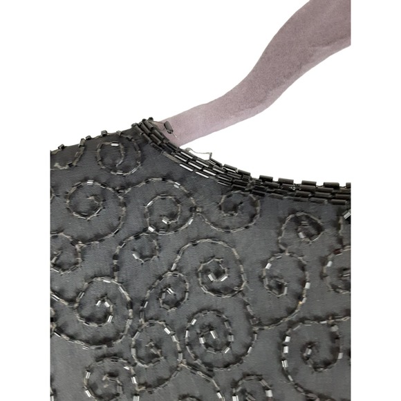 Vintage Niteline by Della Roufogali Black 100% Silk Beaded Blazer Jacket XL - Picture 10 of 12